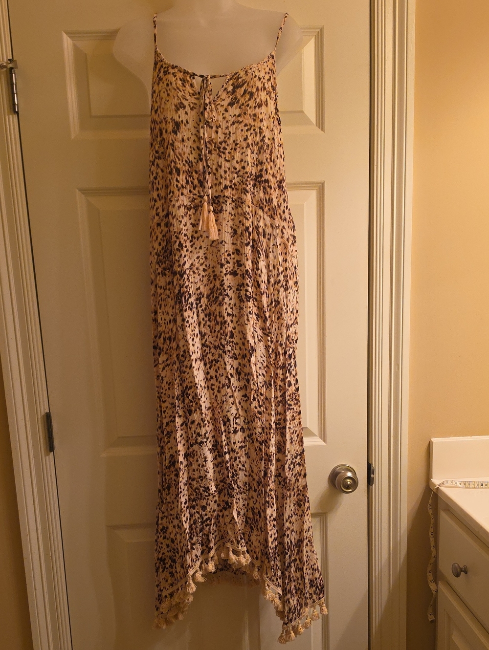 Gibson Latimer Brown Spotted Tie-Front Maxi Swim Cover Up